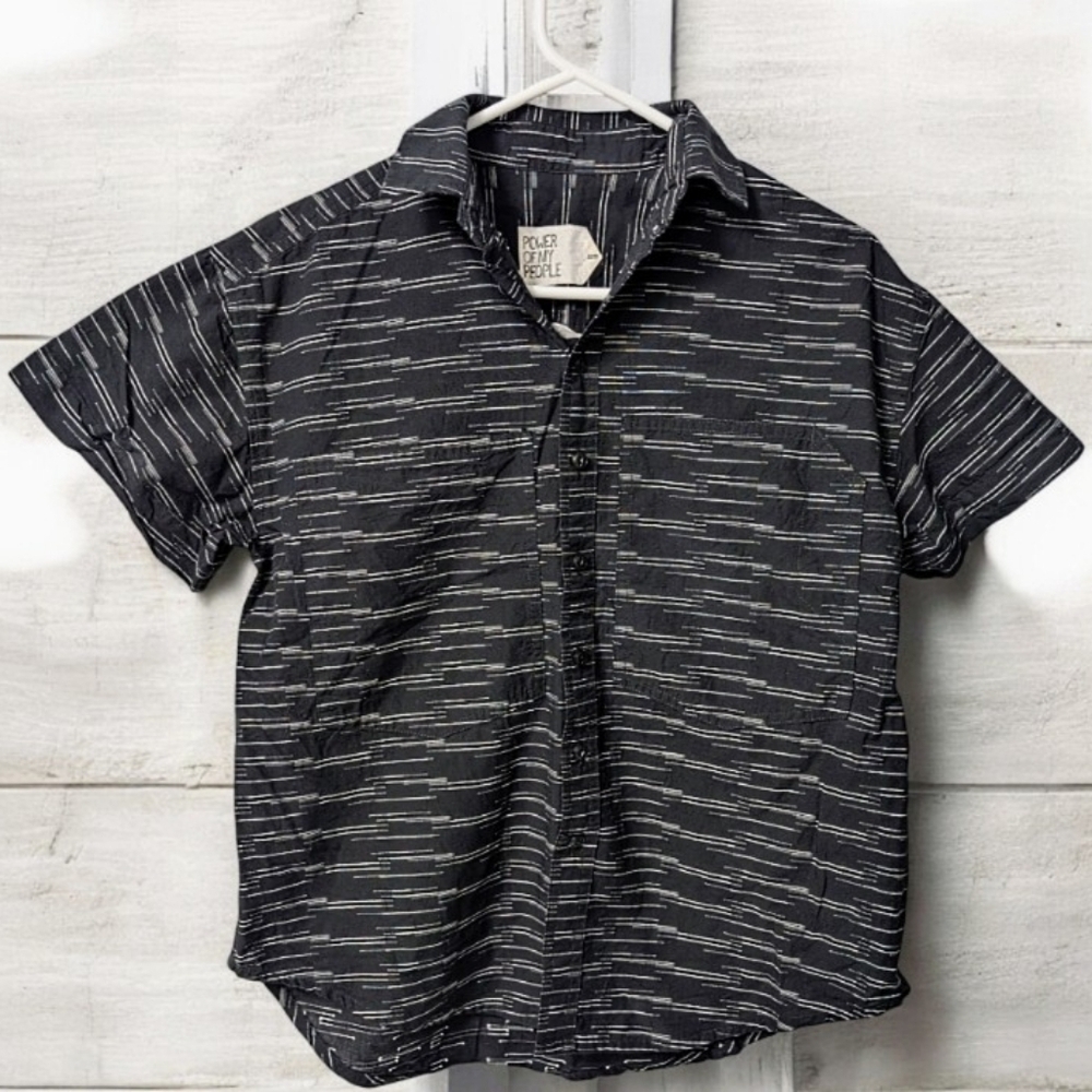 Power Of My People Wayward Fit Cotton Button Down Short Sleeve Shirt